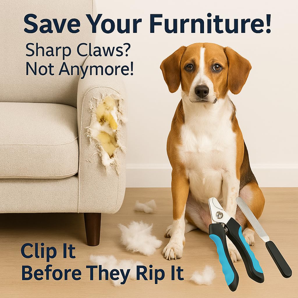 Pet Nail Clippers & File – Ergonomic Grip (Blue/Black)