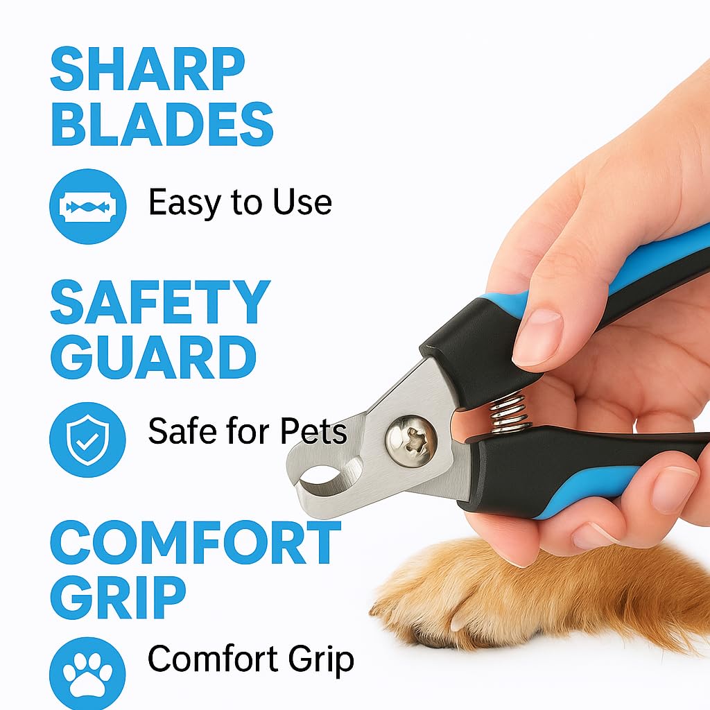 Pet Nail Clippers & File – Ergonomic Grip (Blue/Black)