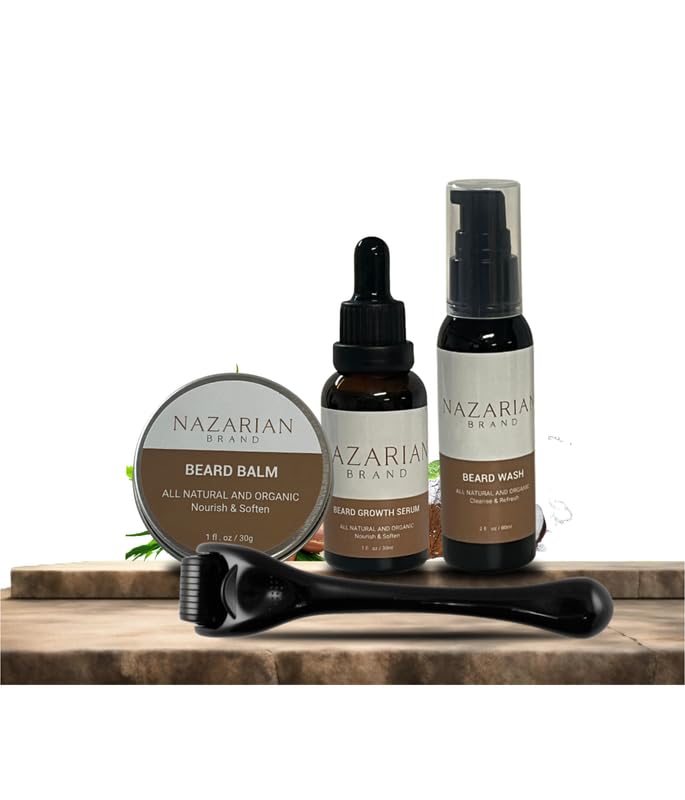 Beard Grooming Kit – Serum, Balm, Oil & Derma Roller