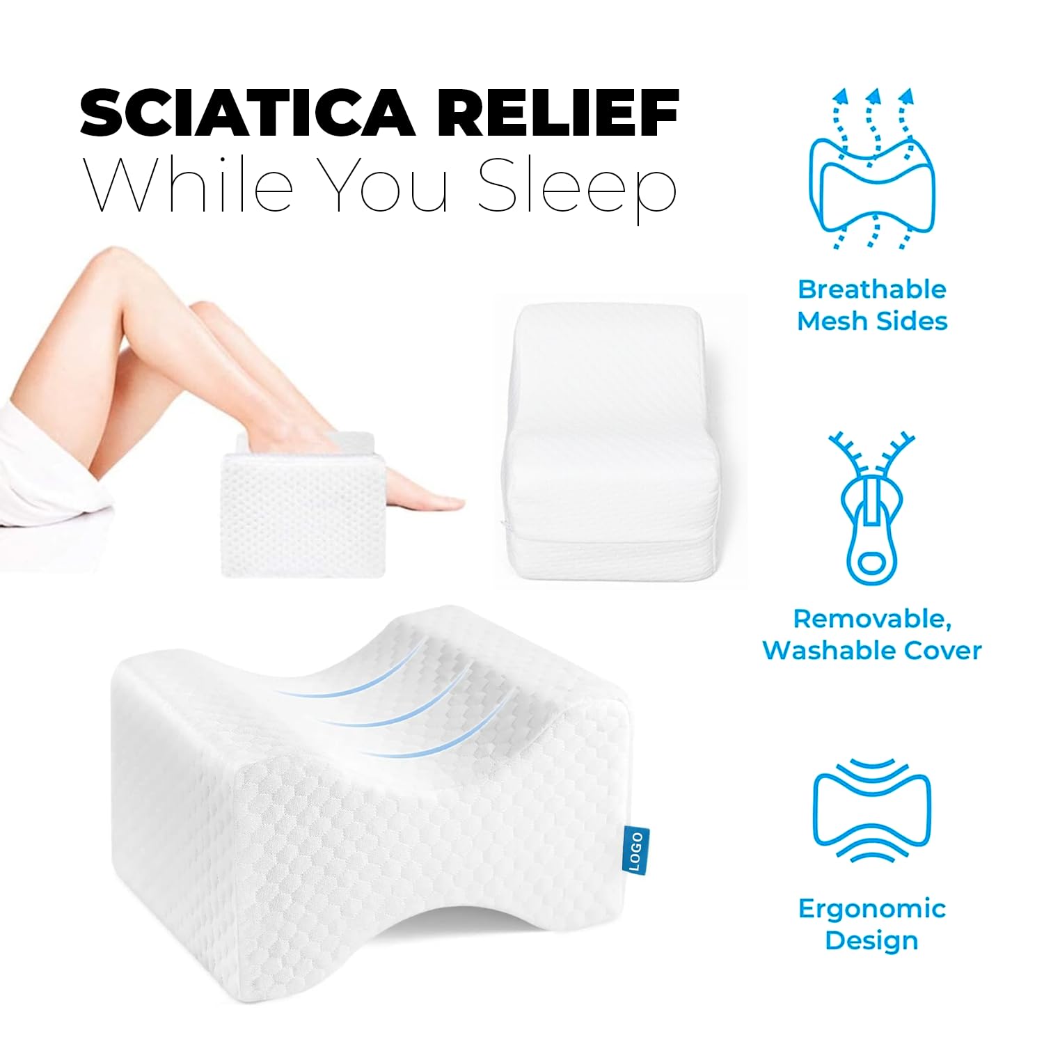 Memory Foam Knee Pillow – Sciatica & Hip Relief