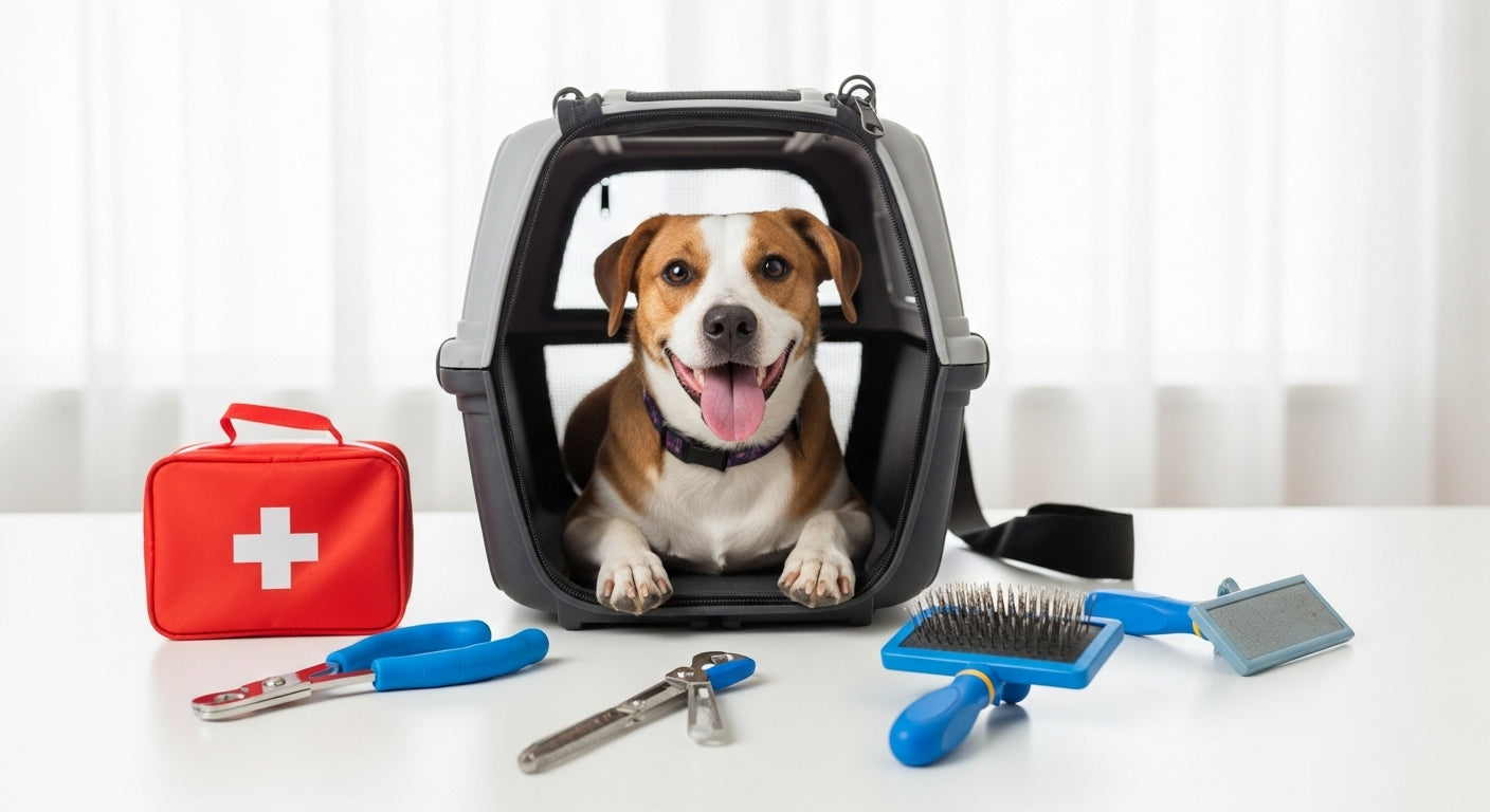 Pet travel carrier and grooming tools — everyday essentials for happy, healthy pets