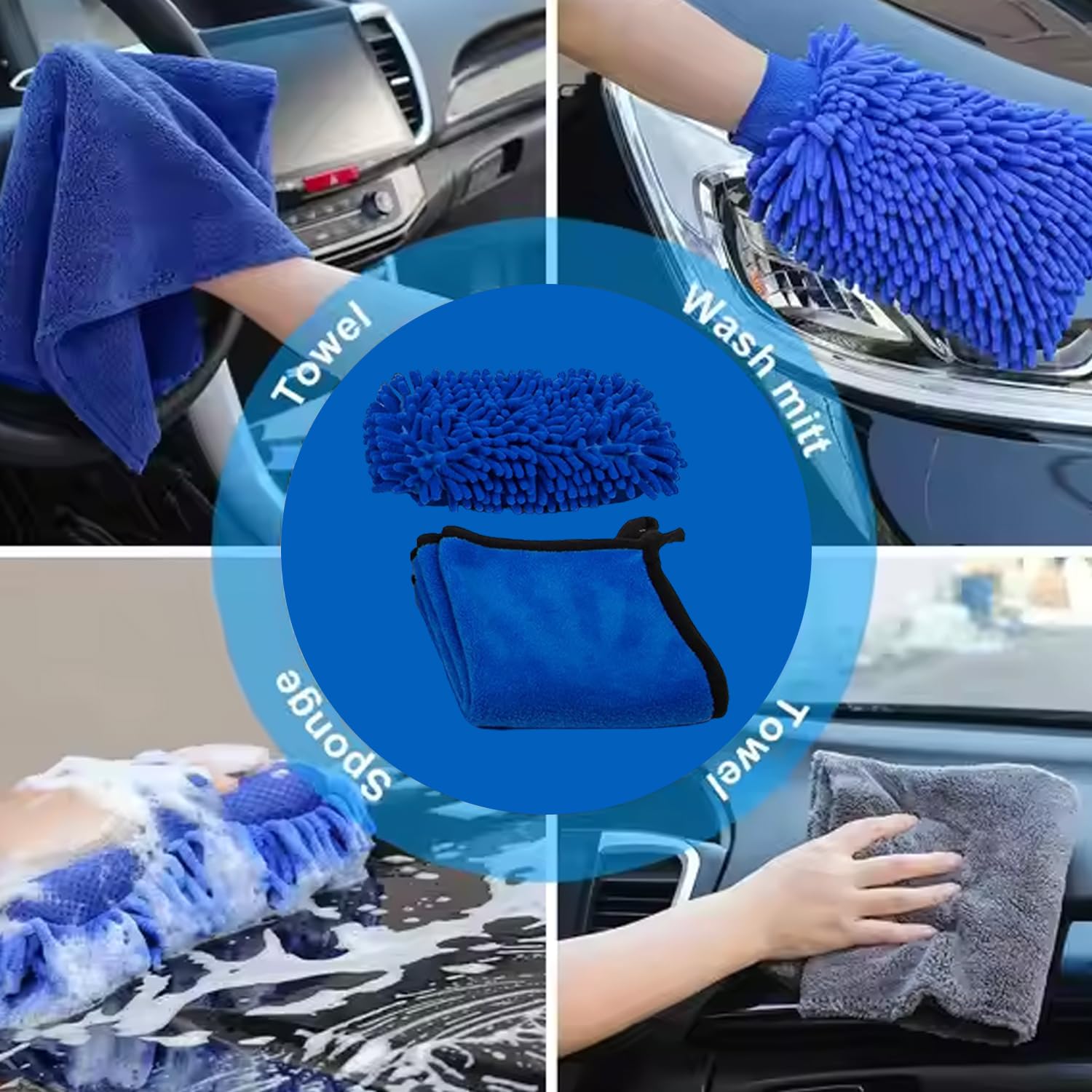 Car Cleaning Kit – Bucket, Brush & Glass Cleaner