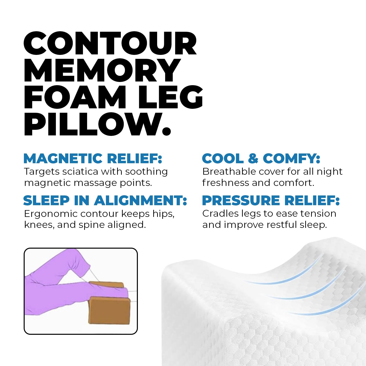 Memory Foam Knee Pillow – Sciatica & Hip Relief