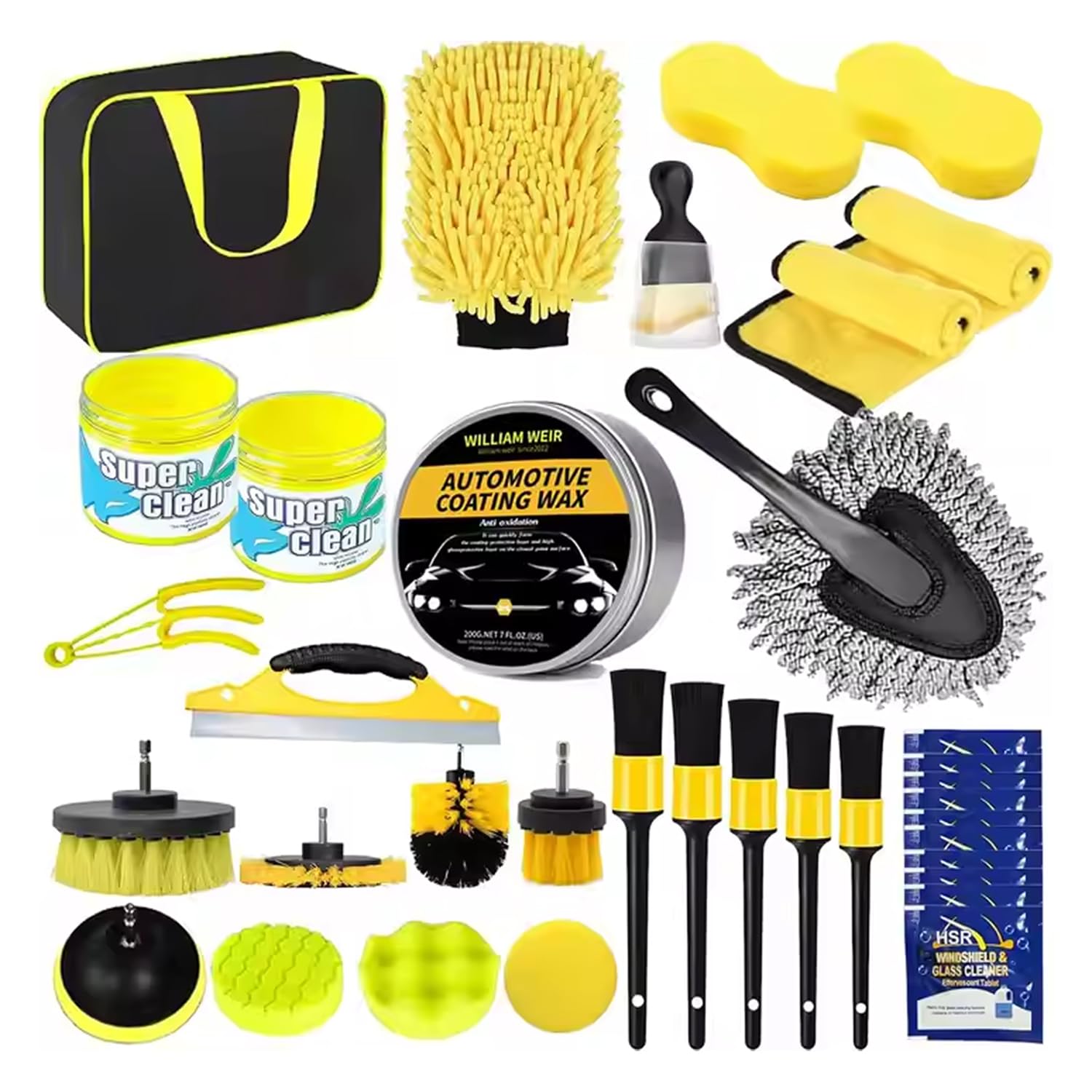 Car Cleaning Kit – 35-Piece Detailing Set with Wax & Towels