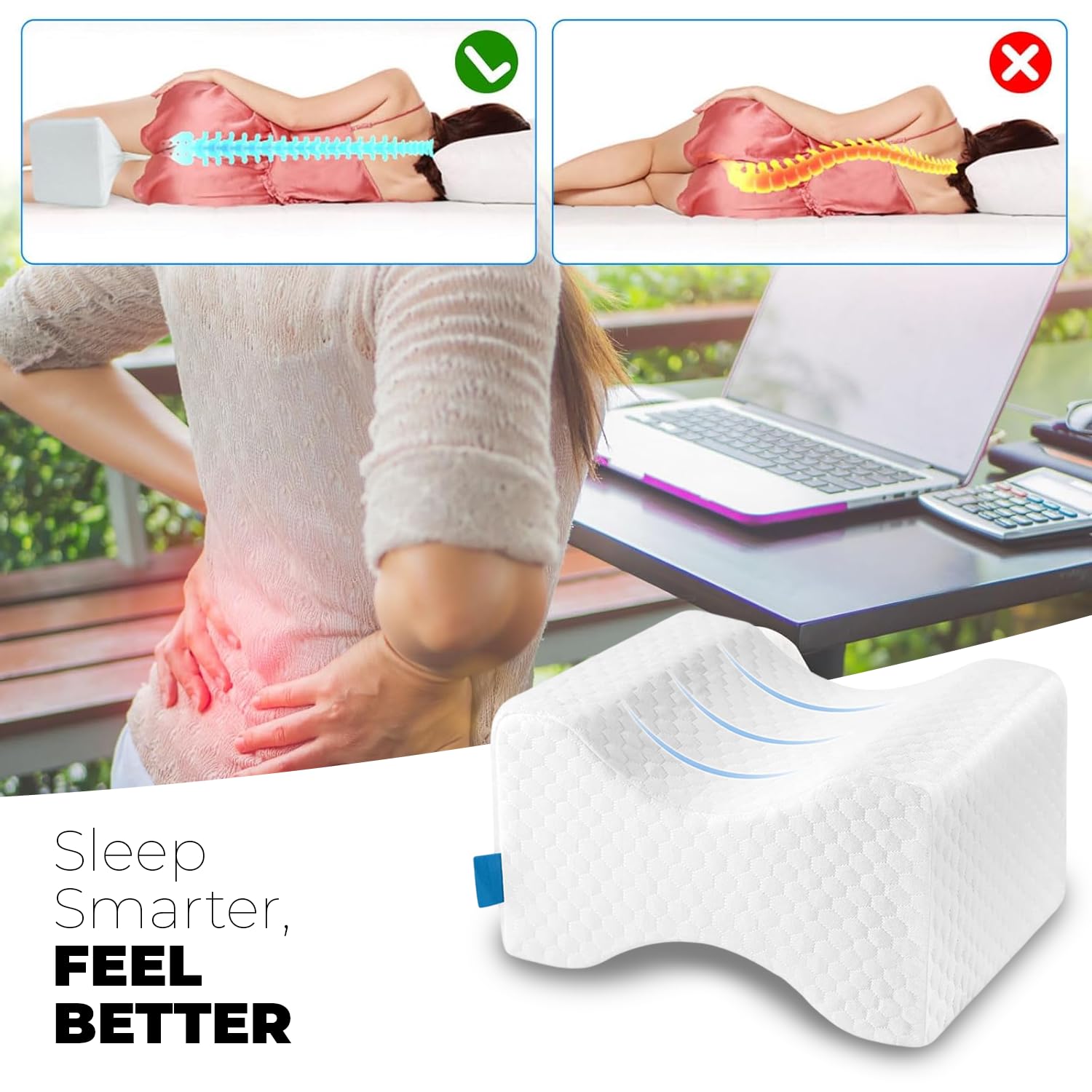 Memory Foam Knee Pillow – Sciatica & Hip Relief